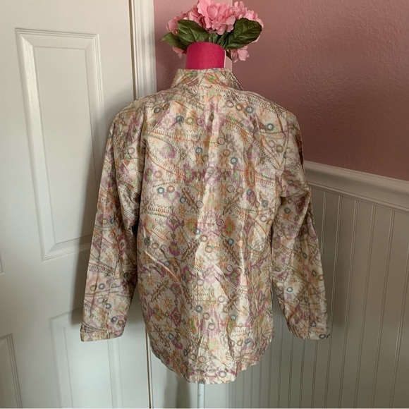 Anu by Natural Pastel Embroidered 100% Silk Jacket size Large - Picture 6 of 8